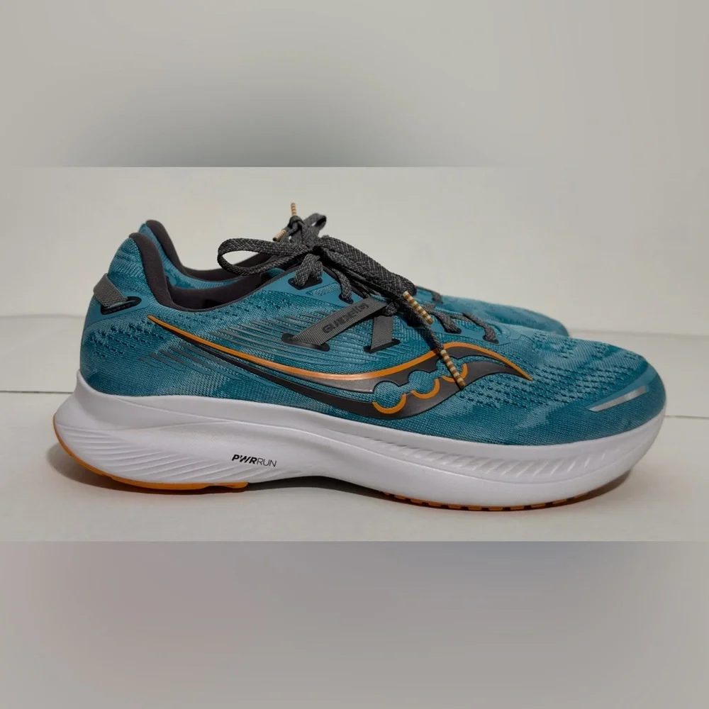 Saucony Blue Athletic Running Shoes with Orange Trim